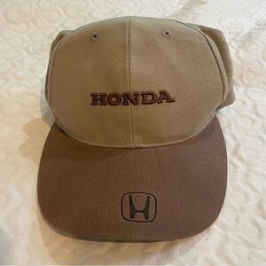 Honda Tan and Brown Hat Cap Pig Suede Brim Adjustable One Size Men’s Car Moto